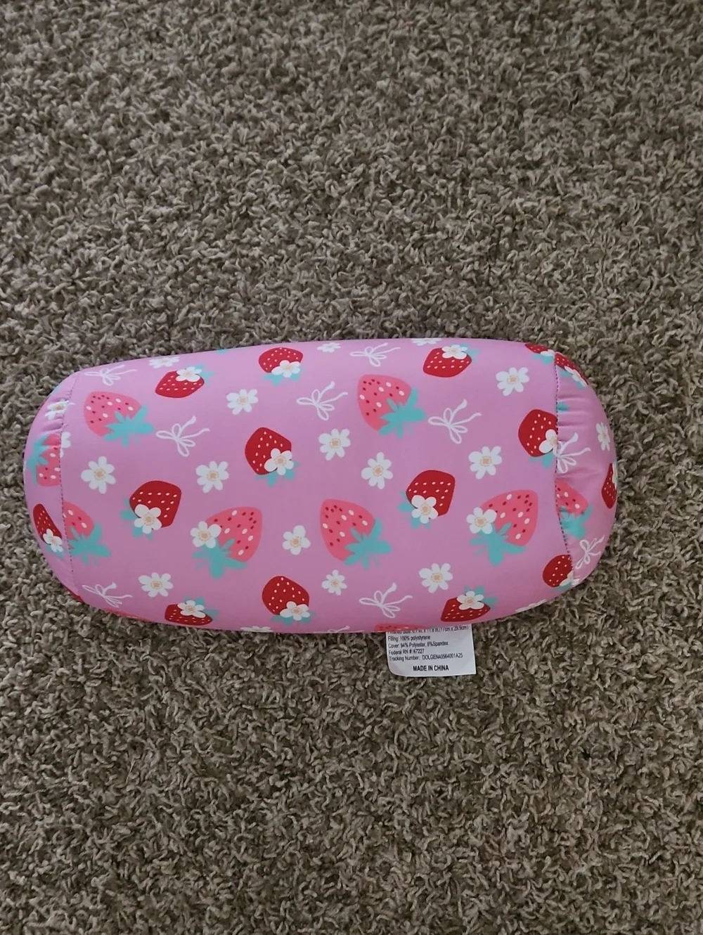 Comfort Bay Pink Strawberry Print Microbead Pillow